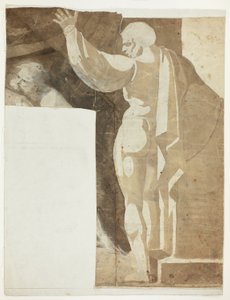 Figura masculina con el brazo izquierdo levantado vista desde atrás, y fragmento de anciano de Johann Heinrich Füssli