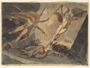 Satanás Reacciona al Toque de la Lanza de Ithuriel, 1776 de Johann Heinrich Füssli