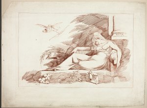 Mujer durmiendo con un cupido de Johann Heinrich Füssli