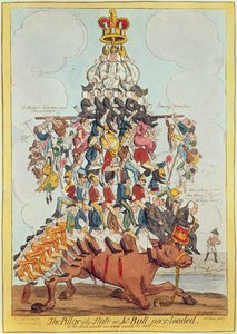 El Pilar del Estado, o John Bull Sobrecargado, después de Cruikshank en 1819, 1827