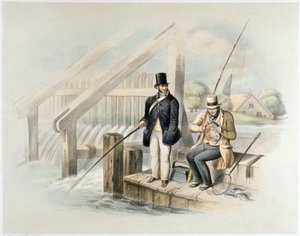 Pesca de truchas, Beddington Park, de un conjunto de seis imágenes de 