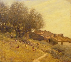 Un pueblo en la ladera en Provenza de Henry Herbert La Thangue