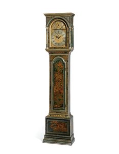 Reloj de pie de cuartos azul Japanned de Jorge III, York, c.1760