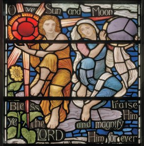 Oh Sol y Luna, detalle de la Ventana Benedicite, c.1895 de Henry Holiday