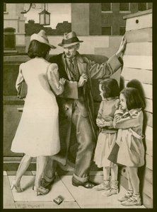 Un altercado, c.1935 (lavado sobre papel) de Henry J. Hunt