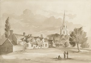 Iglesia de Brewood: dibujo en sepia, 1844 de Henry James Noyes