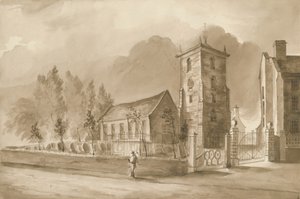 Iglesia de Willenhall: dibujo en sepia, nd [1844] de Henry James Noyes