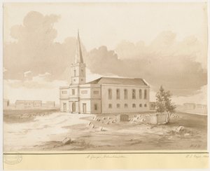 Wolverhampton - Iglesia de San Jorge: dibujo en sepia, 1844 de Henry James Noyes