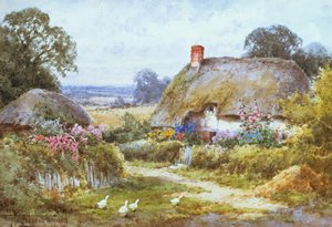 Una cabaña en verano (acuarela)