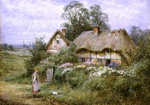 Feeding the White Kitten (acuarela y gouache sobre papel) de Henry John Sylvester Stannard