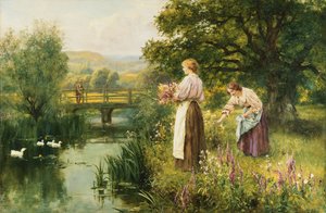 Recogiendo flores de primavera de Henry John Yeend King