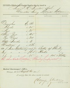 Factura de suministros médicos y hospitalarios, firmada por Henry Johnson, 30 de agosto de 1864 de Henry Johnson