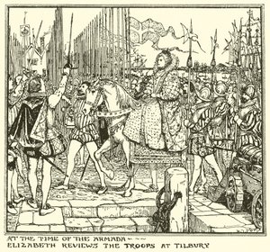 En la época de la Armada. Isabel revisa las tropas en Tilbury de Henry Justice Ford