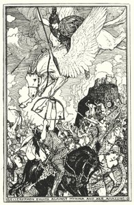 Belerofonte lucha contra Myrina y sus Amazonas de Henry Justice Ford