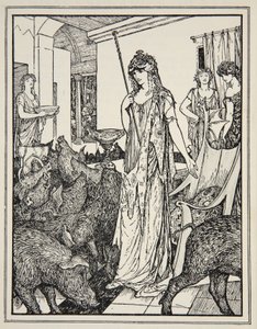 Circe envía a los cerdos (Los compañeros de Ulises) a los establos, frontispicio de 