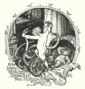 Cómo el bebé Heracles estranguló dos serpientes asesinas de Henry Justice Ford