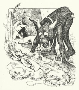 Cómo el Draken encontró a Herr Lazarus dormido junto al manantial (grabado) de Henry Justice Ford