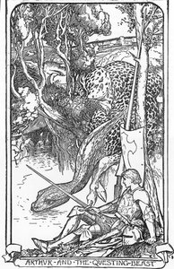 El rey Arturo y la bestia buscadora Ilustración de HJ Ford (1860-1940) de "The book of romance" 1902 Colección particular de Henry Justice Ford