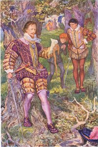 Leicester lee la carta de Amy, ilustración de Kenilworth, c.1910 de Henry Justice Ford