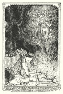 La Reina Althea observa el tronco ardiendo mientras Meleagro muere afuera de Henry Justice Ford