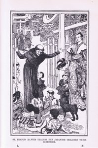 San Francisco Javier enseña el catecismo a los niños japoneses, 1912 de Henry Justice Ford