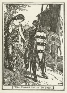 La doncella advierte a Sir Balin de Henry Justice Ford