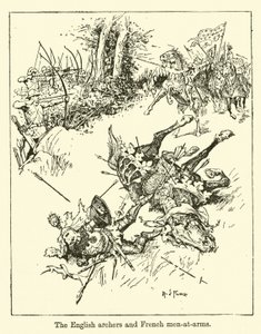 Los arqueros ingleses y los hombres de armas franceses