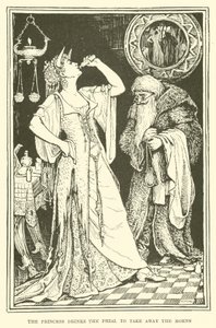 La Princesa Bebe el Frasco para Quitar los Cuernos (grabado) de Henry Justice Ford
