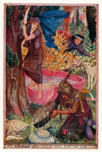 La bruja baja a Pulga del árbol (litografía en color) de Henry Justice Ford
