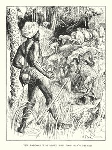 Los babuinos que robaron la cena del pobre (grabado) de Henry Justice Ford