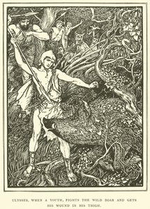 Ulises, cuando era Joven, Lucha contra el Jabalí y se Hiende en el Muslo de Henry Justice Ford