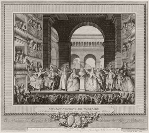 Coronación de Voltaire en el Teatro Francés, el 30 de marzo de 1778, después de la sexta representación de Irene, 1782 de Henry Le Jeune