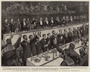 Una bienvenida en casa, el banquete a la compañía de H M S St George en Portsmouth