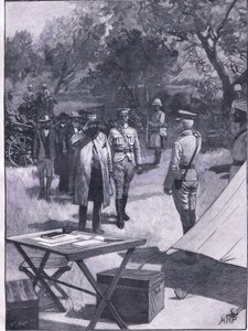 La rendición de Cronje, ilustración de la Historia de Inglaterra de Cassell, 1900s de Henry Marriott Paget