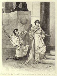 Hipatia en el Teatro Haymarket, Filamón declarando su amor por Hipatia de Henry Marriott Paget