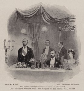 Bienvenida a casa de Lord Dufferin, el banquete en el Ulster Hall, Belfast de Henry Marriott Paget
