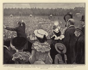 Cantando el himno de coronación, el entretenimiento para los niños de Paddington de Henry Marriott Paget