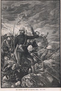 Sir George Colley en la colina Majuba, ilustración de 