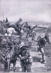 La batalla de Omdurman: La brigada de MacDonald repeliendo el ataque de los derviches, ilustración de la Historia de Inglaterra de Cassell, 1900s de Henry Marriott Paget