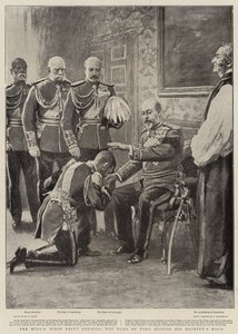El primer consejo privado del rey, el duque de York besando la mano de Su Majestad de Henry Marriott Paget