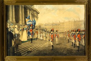 La Asociación de Temple Bar y St Paul recibiendo sus colores frente a St Paul el 7 de diciembre de 1798 de Henry Matthews