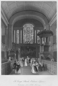 Iglesia de San Jorge, Hanover Square. Celebración de un matrimonio noble, c. 1841 de Henry Melville