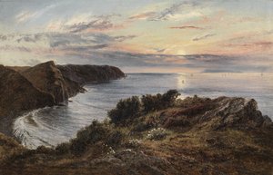 A través de Shipload Bay hacia la isla de Lundy, North Devon, 1859