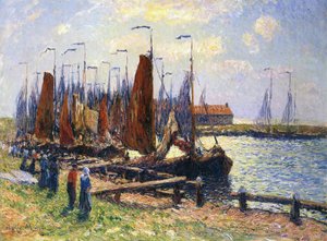 El puerto de Volendam, Holanda, 1900 de Henry Moret