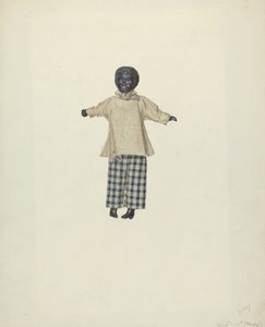 Muñeca negra con cabeza de porcelana