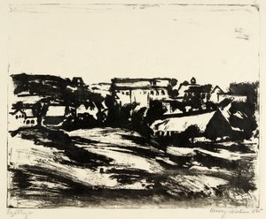Paisaje ondulado con casas de Henry Nielsen