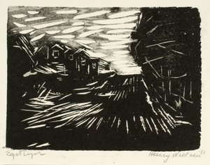 Camino ancho, casas, árboles de Henry Nielsen