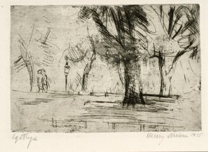 Parque con dos paseantes y una linterna de Henry Nielsen