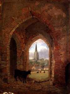 Vista a través del Arco de la Torre de la Vaca, Norwich