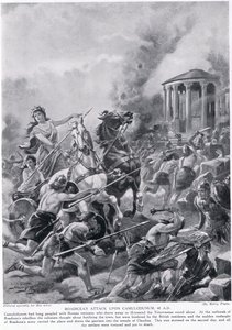 El ataque de Boadicea a Camulodunum, ilustración de 